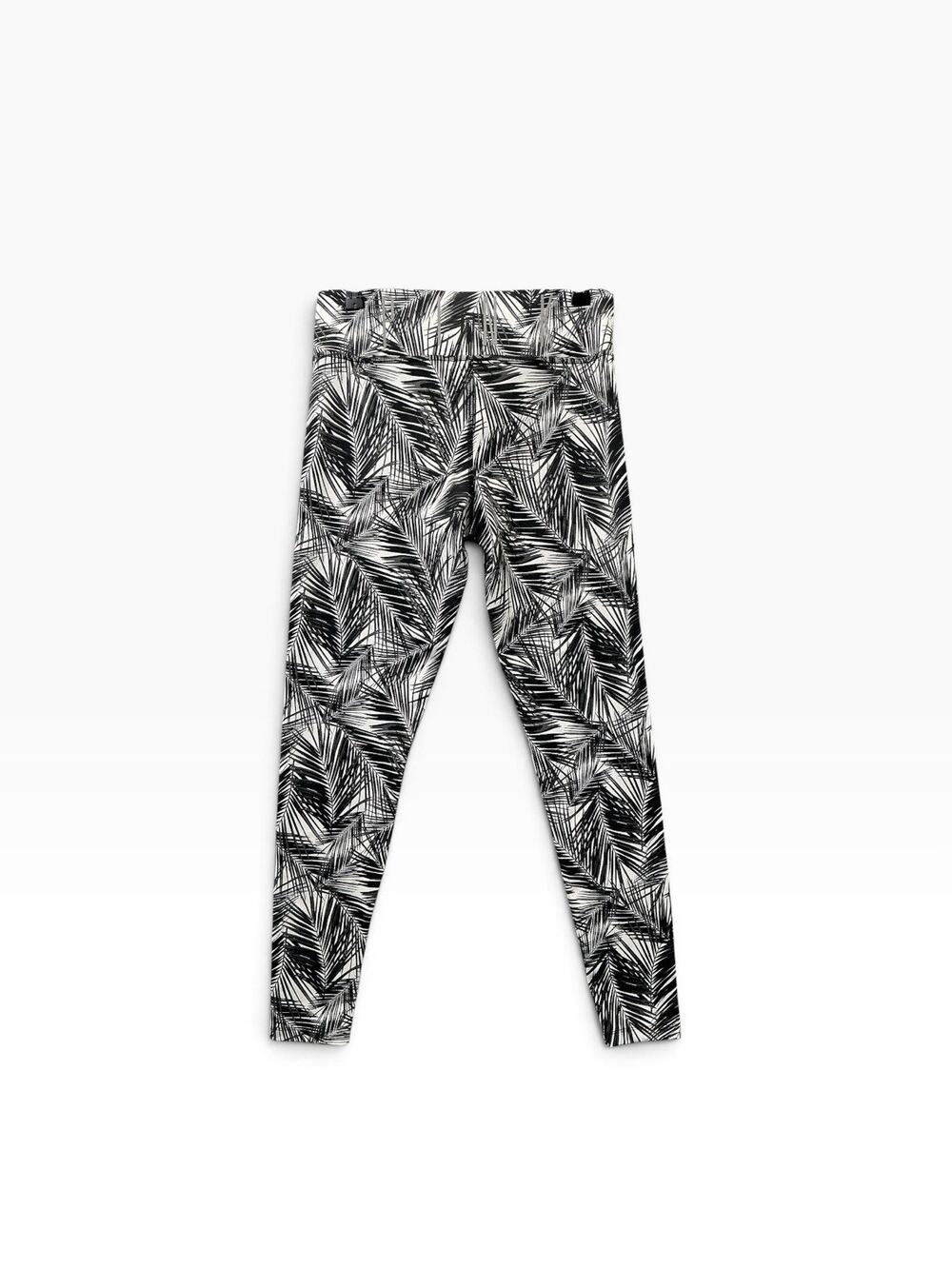 PINK Yoga Women’s Black/White Palm Print High Rise Ankle Leggings Elastic Waist